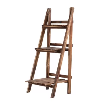 Outsunny Suport pentru Plante Pliabil Jardiniera din lemn de molid cu 3 niveluri Raft de Exterior pentru Plante Suport pentru Flori 40x37x93cm imagine