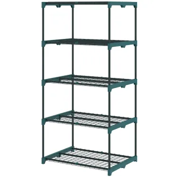 Outsunny Suport pentru Plante Vertical cu 5 Niveluri din Otel si Plastic, Suport Ghivece pentru Interior si Exterior Gradina Balcon, 67x49x138 cm, Verde Inchis | Aosom Romania imagine