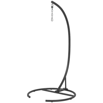 Outsunny Suport pentru Scaun Suspendat cu Baza Stabila Cadru metalic Suport pentru Leagan O102x195 cm Negru | Aosom Romania imagine