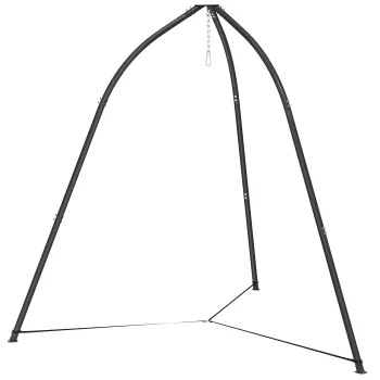 Outsunny Suport triunghiular pentru scaun suspendat cu lant reglabil, baza stabila pentru terasa/gradina, sarcina 150 kg, Negru | Aosom Romania imagine