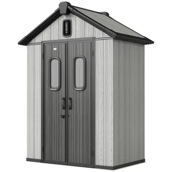 Outsunny Sura Gradina 160L x 98P x 217A cm, Plastic, Usi duble incuiabile, Gri | Aosom Romania imagine