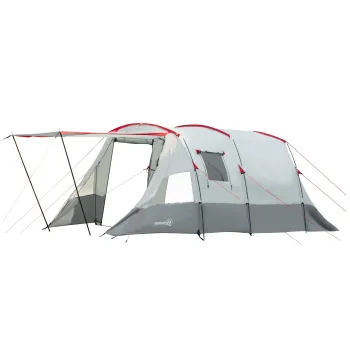 Outsunny Tenta de camping familiala 6-8 persoane, tenta tunnel impermeabila, usi + ferestre, 5,1 x 2,4 x 1,8 cm, gri deschis | Aosom Romania imagine