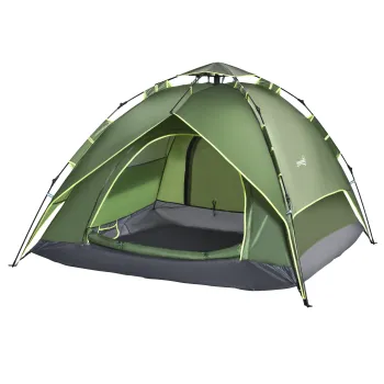 Outsunny Tenta de camping tenta pop-up usoara pentru 2-3 pers. - 2 usi mari - 210 x 210 x 140 cm fibra de sticla poliester | Aosom Romania imagine