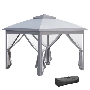 Outsunny Tonela 3 x 3 m foisor de gradina Pop-up cort pliant dublu acoperis 4 plase de tantari detasabile cu fermoar + sac de transport | Aosom Romania imagine