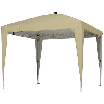 Outsunny Tonela de gradina 3 x 3 m cu iluminare pop-up cort pliant reglabil pe inaltime telecomanda geanta de transport crem | Aosom Romania imagine