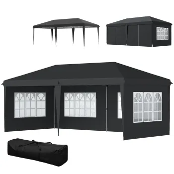 Outsunny Tonela pop-up pliabila - cort de receptie - 3 x 6 m 3 parti detasabile negru | Aosom Romania imagine
