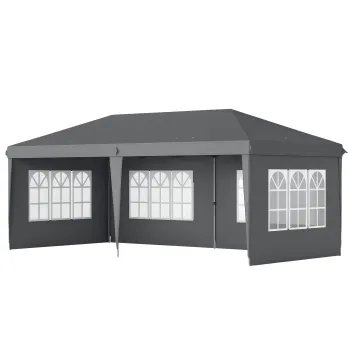 Outsunny Tonela pop-up pliabila - cort pentru receptii - 3 x 6 m 3 laturi demontabile gri | Aosom Romania imagine