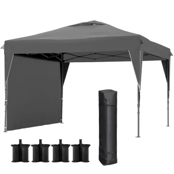 Outsunny Tonnela/cort barnum de gradina pliant cu panou lateral detasabil + sac de transport, cadru otel, tesatura Oxford | Aosom Romania imagine