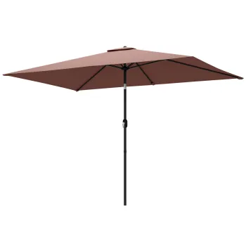 Outsunny Umbrela 300 x 200 cm inclinabila pentru balcon cu manivela, husa de protectie, maro | Aosom Romania imagine