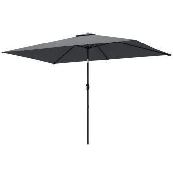 Outsunny Umbrela 300 x 200 cm inclinabila pentru balcon cu manivela, husa protectoare, Gri inchis | Aosom Romania imagine