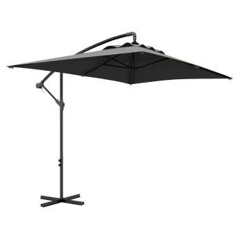 Outsunny Umbrela Consola de 3 m cu Baza in Cruce, Umbrela Tip Banana cu Maner cu Manivela si 6 Spite, Umbrela de Terasa Dreptunghiulara, Gri imagine