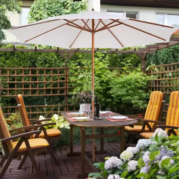Outsunny Umbrela cu Stalp de Lemn Rezistent la razele UV bej ?270 x 250A cm | Aosom Ro imagine