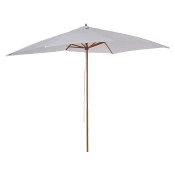 Outsunny Umbrela de Gradina 2x3 m, Umbrela Parasolar Impermeabila din Lemn Lacuit cu Copertina Detasabila, Alb imagine