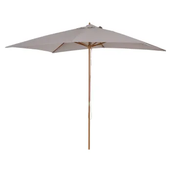 Outsunny Umbrela de Gradina 2x3 m, Umbrela Parasolar Impermeabila din Lemn Lacuit cu Copertina Detasabila, Gri imagine