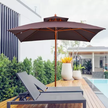Outsunny Umbrela de Gradina 3x3 Metri, 8 Lamele Acoperire cu 2 Niveluri | Aosom ro imagine