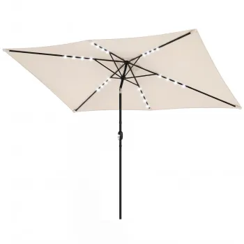 Outsunny Umbrela de gradina cu 24 LED-uri solare Prelata inclinabila Tija metalica 2,9x2,5 m crem | Aosom Romania imagine