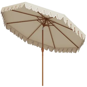 Outsunny Umbrela de Gradina cu Deschidere cu Manivela, Fald Dublu si Inclinabil, 2.7x2.4 m, Alb Crem | Aosom Romania imagine