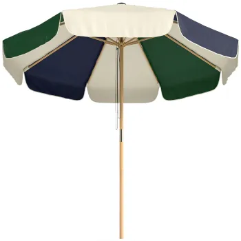 Outsunny Umbrela de Gradina cu Franghie Protectie Solara UPF30+ Stil Retro Efect Lemn cu Volane Inclinabila O 226 cm Crem si Verde | Aosom Romania imagine