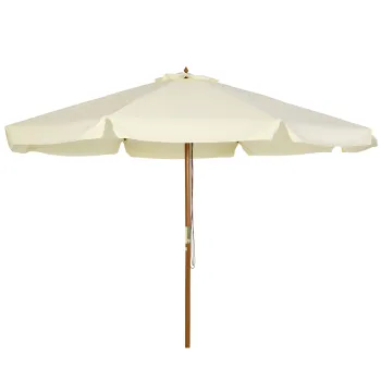 Outsunny Umbrela de Gradina cu Inaltimea Reglabila cu Baldachin Dublu, Umbrela pentru Exterior cu 8 Stinghii din Lemn de Bambus si Poliester, O325x250 imagine