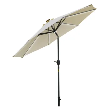 Outsunny umbrela de gradina cu leduri, ?266x245cm, crem | Aosom Ro imagine