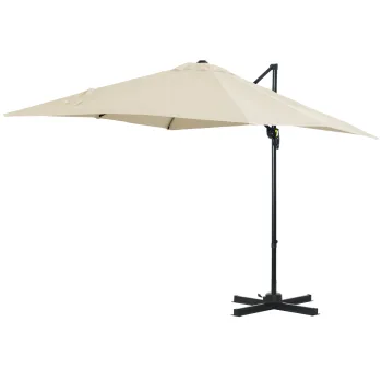 Outsunny Umbrela de Gradina cu Manivela cu Rotatie 360?, Parasolar Reglabil, 245x245x248 cm, Crem imagine