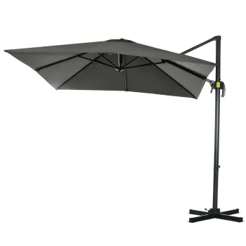 Outsunny Umbrela de Gradina cu Manivela de Mana cu Unghi Reglabil pe 5 Niveluri si Rotatie la 360?, 245x245x248 cm, Gri imagine