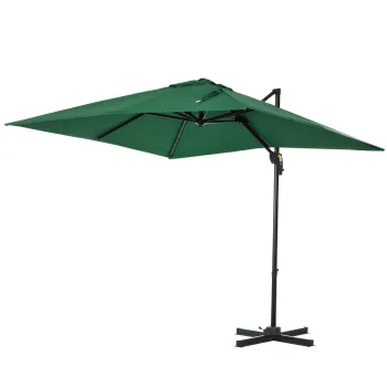 Outsunny Umbrela de Gradina cu Manivela, Rotire la 360?, Orificii de Ventilatie si Parasolar Reglabil, 2.5x2.5 m, Verde | Aosom Romania imagine