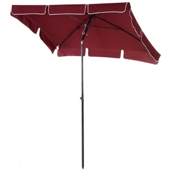Outsunny Umbrela de Gradina cu Margini Ondulate si 4 Brate din Aluminiu, 198x130x245 cm, Rosu | Aosom Romania imagine