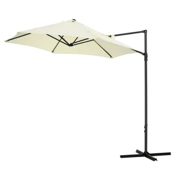 Outsunny Umbrela de Gradina cu Rotatie la 360?, Brat cu Baza in Cruce si Orificiu de Ventilatie, O256x245 cm, Bej | Aosom Romania imagine