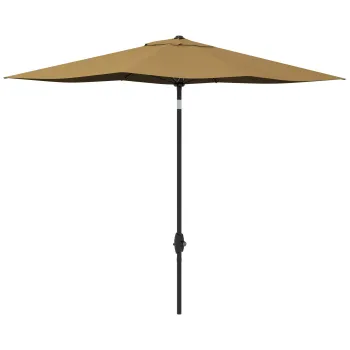 Outsunny Umbrela de Gradina Dreptunghiulara, Umbrela de Soare cu Manivela si Deschidere Inclinata, 296x197x244.5 cm, Maro imagine