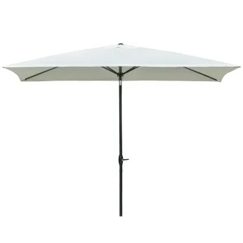 Outsunny Umbrela de Gradina Dreptunghiulara UV 50+ cu Deschidere cu Manivela si Inclinare Reglabila, 200x300cm, Bej imagine
