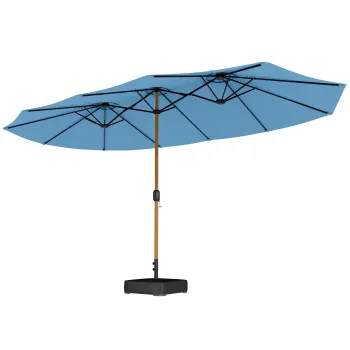 Outsunny Umbrela de gradina dubla 5 x 3 m umbrela de exterior cu baza inclusa, manivela, protectie UV, albastru | Aosom Romania imagine