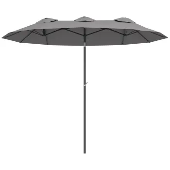 Outsunny Umbrela de Gradina Dubla Inclinabila la 45? cu Manivela si 3 Orificii de Ventilatie, 295x152x222 cm, Gri | Aosom Romania imagine