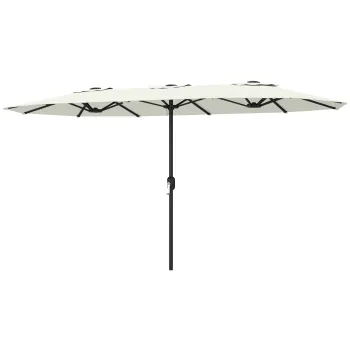 Outsunny Umbrela de gradina exterioara, umbrela dubla mare 4,6 m cu manivela si protectie UV50+, husa de protectie, crem | Aosom Romania imagine