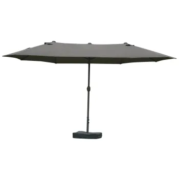 Outsunny Umbrela de gradina exterioara, umbrela dubla rectangulara 4,6L x 2,7l x 2,4H m cu deschidere si inchidere cu manivela, saci de greutate si baza incluse, pentru balcon, piscina, gri | Aosom Romania imagine