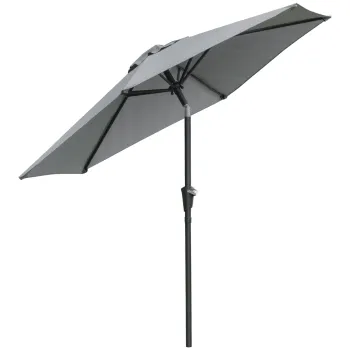 Outsunny Umbrela de Gradina Inclinabila 2.3x2 m, Umbrela pentru Terasa cu Deschidere cu Manivela, Stalp din Metal si 6 Stinghii, Gri imagine