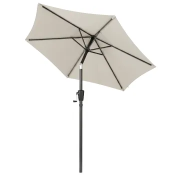 Outsunny Umbrela de Gradina Inclinabila 2x2 m cu 6 Spite si Manivela, din Metal si Poliester, Gri deschis | Aosom Romania imagine