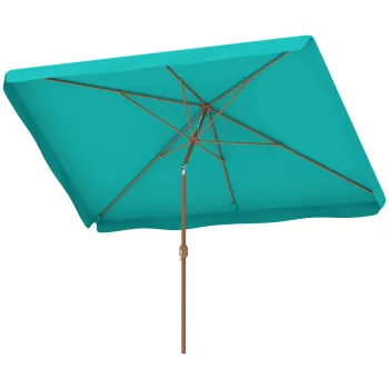 Outsunny Umbrela de Gradina Inclinabila cu Deschidere cu Manivela si Orificiu de Aerisire, 300x200x235 cm, Turcoaz | Aosom Romania imagine