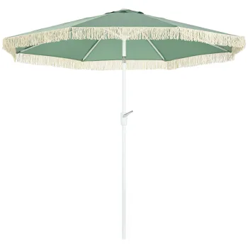 Outsunny Umbrela de Gradina Inclinabila cu Franjuri, Manivela si Tija in 2 Sectiuni, O2.65x2.45 m, Verde | Aosom Romania imagine