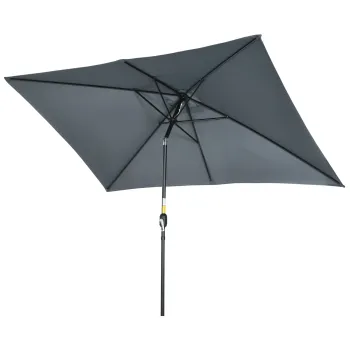 Outsunny Umbrela de Gradina Inclinabila cu Manivela si 6 Spite, 2x3 m, Gri Inchis | Aosom Romania imagine