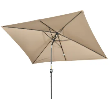 Outsunny Umbrela de Gradina Inclinabila cu Manivela si 6 Spite, 2x3 m, Gri Inchis | Aosom Romania imagine