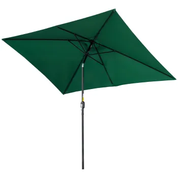 Outsunny Umbrela de Gradina Inclinabila cu Manivela si 6 Spite, 2x3 m, Verde | Aosom Romania imagine