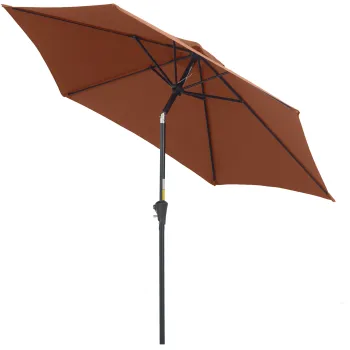 Outsunny Umbrela de Gradina Inclinabila cu Manivela si 6 Spite din Aluminiu, 2.6x2.35 m, Cafeniu | Aosom Romania imagine