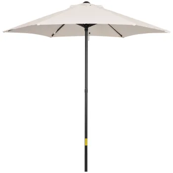 Outsunny Umbrela de Gradina Inclinabila cu Orificii de Ventilatie si 6 Spite din Aluminiu, 2x2 m, Alb Crem | Aosom Romania imagine