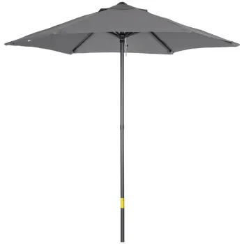 Outsunny Umbrela de Gradina, Inclinabila cu Orificiu de Ventilatie si 6 Brate, O196x204 cm, Gri | Aosom Romania imagine