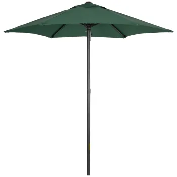 Outsunny Umbrela de Gradina, Inclinabila cu Orificiu de Ventilatie si 6 Brate, O196x204 cm, Verde | Aosom Romania imagine