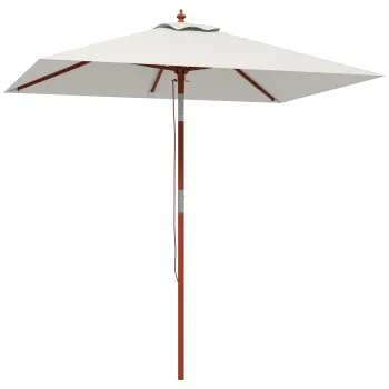 Outsunny Umbrela de Gradina Inclinabila cu Sistem cu Snur si Orificiu de Ventilatie, 200x150x235 cm, Bej | Aosom Romania imagine