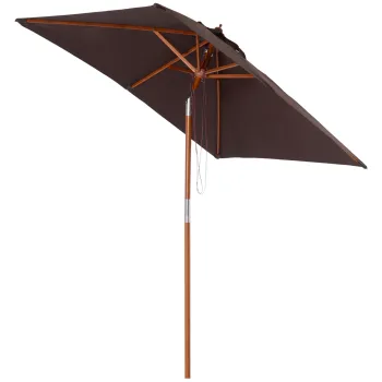 Outsunny Umbrela de Gradina Inclinabila cu Sistem cu Snur si Orificiu de Ventilatie, 200x150x235 cm, Cafeniu | Aosom Romania imagine