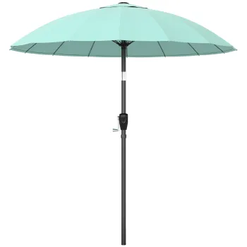 Outsunny Umbrela de gradina rotunda 2 m, inclinabila, deschidere/inchidere cu manivela, 16 spite, turcoaz | Aosom Romania imagine