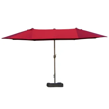 Outsunny Umbrela de gradina umbrela dubla rectangulara 4,6 lungime x 2,7 latime x 2,4 inaltime m cu manivela de deschidere/inchidere, saci de greutate si baza incluse, pentru balcon, piscina, burgund | Aosom Romania imagine